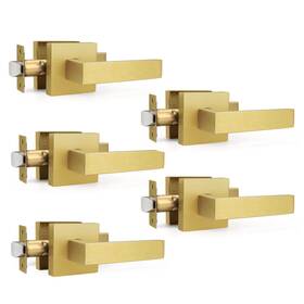 Gobrico B0cd783xm9 5 Pack Gold Keyless Square Levers Handles Satin Brass Finish Interior