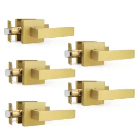 B0cd783xm9 Gobrico 5 Pack Gold Keyless Square Levers Handles Satin Brass Finish Interior