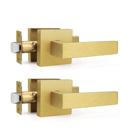 Gobrico B0cd7c4t67 2 Pack Gold Keyless Square Levers Handles Satin Brass Finish Interior