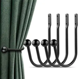 Gobutend 748293409512 Curtain Holdbacks 4 Pcs Curtains Holder Wall Mounted Drapery Tiebacks Retro