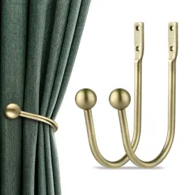 La-brass-2 Gobutend Curtain Holdbacks 2pcs Curtains Holder Wall Mounted Drapery Tiebacks Retro W