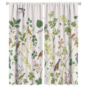 Godazzling 446315682686 Bird Blackout Windows Curtains Rod Pocket Colorful Nature Vintage Floral Tro