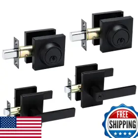B0ckhlnk5l Goldenwarm Black Exterior Door Lock Set Front Deadbolt Square
