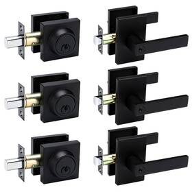 Goldenwarm B0cqlyrx7d Black Exterior Door Lock Set Front Deadbolt Square