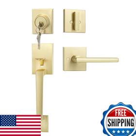 Goldenwarm B0drd92rtq Front Door Handle And Deadbolt Set Gold Lock