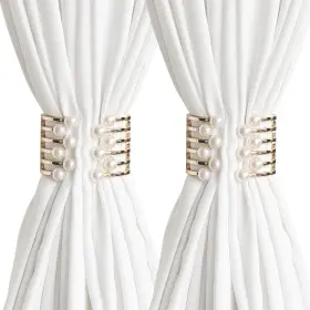Ct-015 Goohosi 2pcs Decorative Curtain Tiebacks Golden Pearls Holdbacks Drap