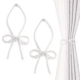 1049346 Gosknor 2pcs Bow Magnetic Curtain Tiebacks White Pearl Tie Backs Magnet Curt