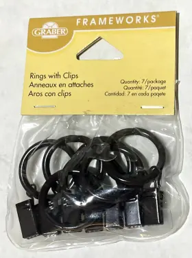 220-7221-73 Graber Frameworks Metal Curtain Rings With Clips 1-inch Inside Diameter - Brown