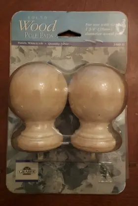 3-540-11 Graber Pkg Of 2 Round Wood Pole Ends - Use With 1-3/8 Inch 35 Mm