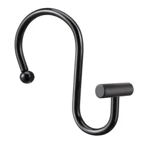 Gracelife 715668494879 Black Rust Resistant Metal T-bar Shower Curtain Rings Set Of 12