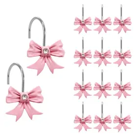 Gracelife 715668495395 12pcs Decorative Shower Curtain Hooks Pink Bow Knot Resin Show