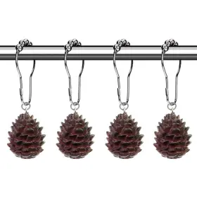 Gracelife 715668498594 12-pack Shower Curtain Rings Hooks Decorative Pinecone Resin Pendants Home Ba