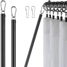 Greeily Gr001221a Curtain Pull Wand Drapery Rod For Curtains 2 Pack Black