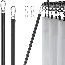 Gr001221a Greeily Curtain Pull Wand Drapery Rod For Curtains 2 Pack Black