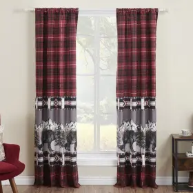 Gl-2108bwp Greenland Home Fashions Timberline Red Window Panel Pair