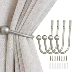 Gripebao 410467105579 4 Pack Curtain Drapery Holdbacks Pull Backs Wall Mount Metal Tiebac
