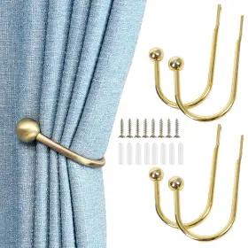 Gripebao 410467105586 4 Pack Curtain Drapery Holdbacks Pull Backs Wall Mount Metal Tiebac