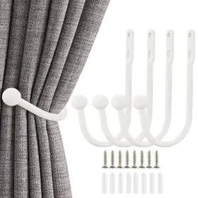 Gripebao 410467105593 4 Pack Curtain Drapery Holdbacks Pull Backs Wall Mount Metal Tiebac