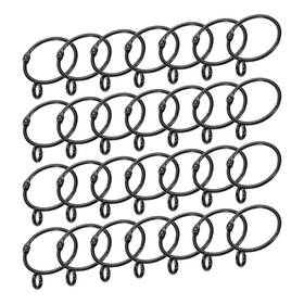 Gryfton 634149562800 28pcs Openable Curtain Rings Metal Ring 1.2 Inch Black
