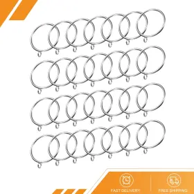 Gryfton 686130910947 28pack Curtain Rod Rings With Eyelets Metal 2 Inch Silver