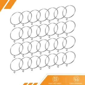 Gryfton 686130911005 28pcs Curtain Rod Rings With Eyelets Metal 2.5 Inch Silver