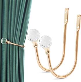Gudui 313108317339 Curtain Holdbacks Gold Tie Backs Crystal Holders Hooks Wall Mounted Drap