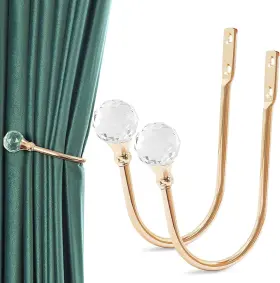 Gudui 313108317339 Curtain Holdbacks Gold Tie Backs Crystal Holders Hooks Wall Mounted Drap