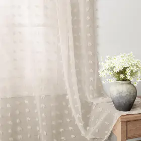 Gkrppom-5284c03 Guken Beige Sheer Curtains 84 Inch Length 2 Panels Sets For Living Room Bedro