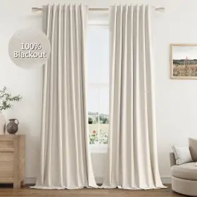 Gkymbtzgcl5296hh Guken Greyish Beige Linen Blackout Curtains 96 Inch Length 2 Panels Set For L