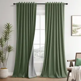 Gkymhtcnlcgll5284 Guken 100% Blackout Linen Curtains 84 Inch Length 2 Panels Set Olive Green Luxury F