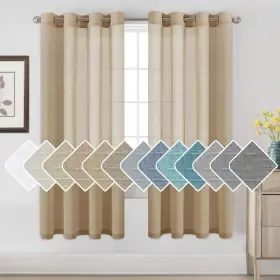 H.versailtex 975951343978 Window Treatments Linen Curtain Panels Open Weave - Natural Blended She