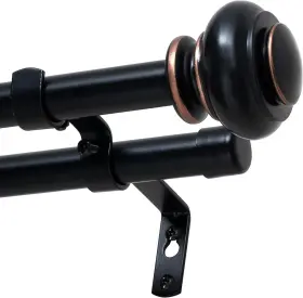 Part-doublepj-701-1643-black H.versailtex Double Curtain Rods For Windows 16.2 Inch -43.8 Black