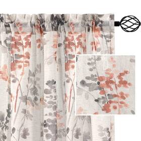 H.versailtex Part-p2rodymcs-greycoral-5284 H.versailtex Linen Sheer Curtains For Living Room 84 Inches Long Lig