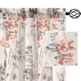 Part-p2rodymcs-greycoral-5284 H.versailtex Linen Sheer Curtains For Living Room 84 Inches Long Lig
