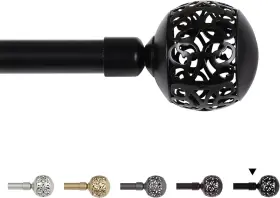 Single-717-b H.versailtex Window Treatment Single Curtain Rod Set 66-120 Black