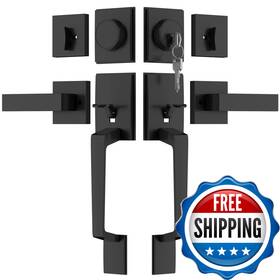 Haidms B0bnk96z9h Matte Black Double Door Lock Set Heavy Duty Handle