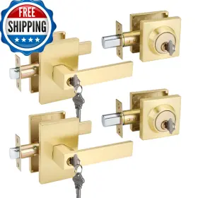 B0d4pzysxy Haidms 2 Packs Gold Exterior Door Lock Set Deadbolt Front Handle And