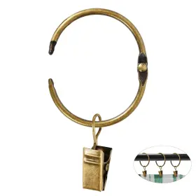 Hanitronic 318747582783 32 Pcs Antique Brass Curtain Rings With Clips Openable Drapery Metal Clip Ri