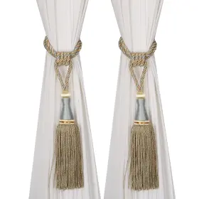 Hedonghexi 616612779847 2 Pack Large Tassel Curtain Tiebacks Luxury Rope Tie Backs Home Decor