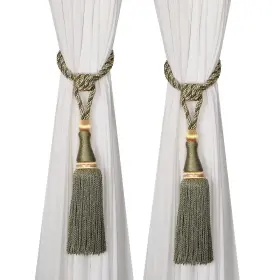Hedonghexi 616612779892 2 Pack Large Tassel Curtain Tiebacks Luxury Rope Tie Backs Home Decor