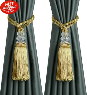 A12172 Hedonghexi Curtain Tiebacks With Tassel Outdoor Elegant Decorative 2 Gold