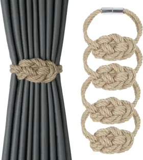 A12259 Hedonghexi 4 Pack Natural Jute Magnetic Curtain Tiebacks Boho Rustic Style Decorative Curt A12259 Hedonghexi 4 Pack Natural Jute Magnetic Curtain Tiebacks Boho Rustic Style Decorative Curt