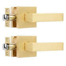 Heittis B0932wng5w 2 Pack Heavy Passage Door Handle Stain Brass Keyless Square Lever