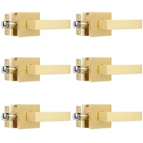 B0932xnf81 Heittis 6 Pack Passage Door Lever Square Gold Handles In Stain