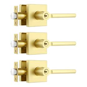 Heittis B0bvmb7dh1 3 Pack Brushed Brass Interior Door Knobsheavy Duty Gold Knobkeyed