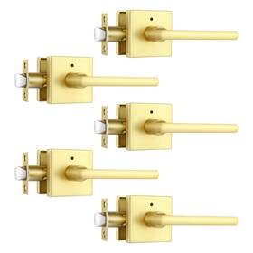 Heittis B0bvmbtgq8 5 Pack Heavy Duty Privacy Bathroom Lever Lock Set For Interior Door