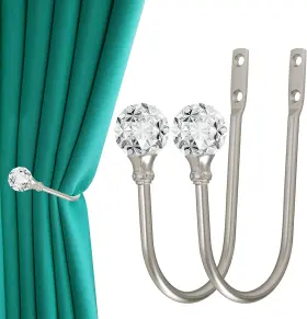 Hemour 313037731787 Curtain Holdback 2pcs Wall Mounted Drapery Tiebacks With Clear Crystal Ball H