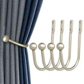 Ch-yt-sliver-4p Hemour Curtain Holdback 4 Pcs Wall Mounted Drapery Tiebacks With Screws Heavy Duty