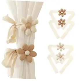 Bs001 Heqxwl 4pcs Cute Flower Curtain Tiebacks Boho Holdbacks Ties