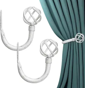 Heyihui 445043694619 Twisted Cage Curtain Holdbacks 2pcs Handmade Matt Black Curves Metal Ti